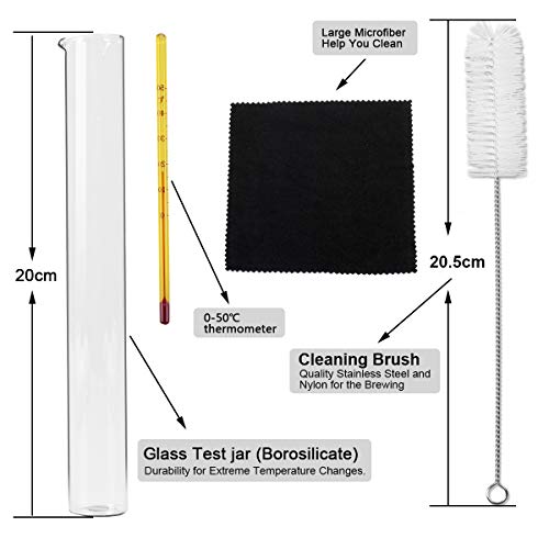 Notimin Medidor de alcohol 3pcs Hidrómetro de Alcohol Set de Densímetros 0-40,40-70,70-100Vol% + cilindro de vidrio especial + termómetro, para licores / licores destilados etc (Manual en español)