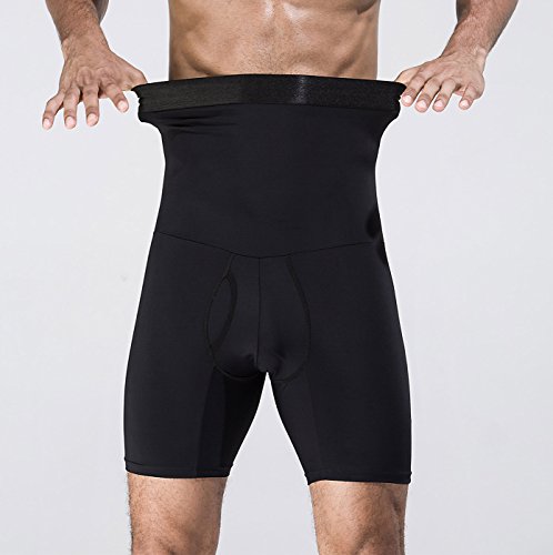 NOVECASA Pantalones Cortos de Compresión para Hombre con Faja Moldeadora Abdominal Plano Calzoncillos Reductoros Elásticos Shapewear (2XL(95-108 kg), Negro)