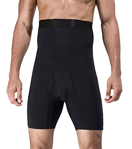 NOVECASA Pantalones Cortos de Compresión para Hombre con Faja Moldeadora Abdominal Plano Calzoncillos Reductoros Elásticos Shapewear (2XL(95-108 kg), Negro)