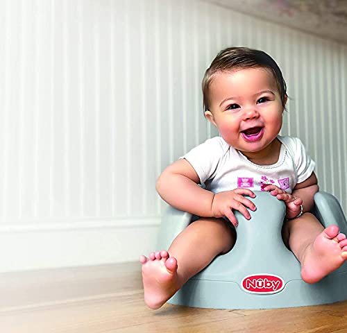 Nuby My Baby Seat - Asiento ergonomico de espuma de suelo - gris - con aberturas elevadas para las piernas para bebés de 4 a 12 meses.