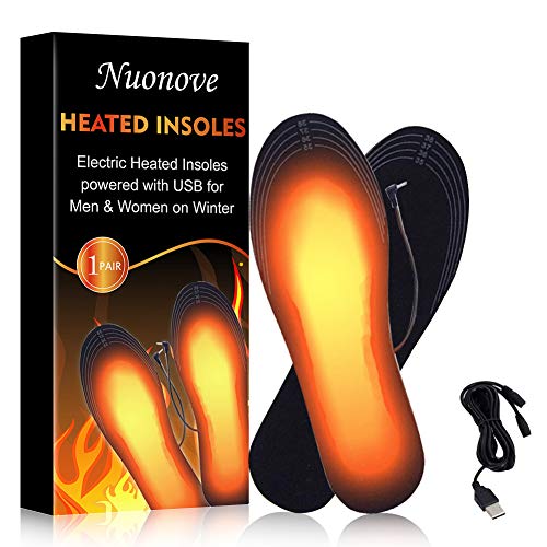 Nuonove Plantillas Calefactables, Calentadores de Pies, Thermosoles con Cable USB, Suelas Calentables, para Hombres Mujeres para al Aire Libre Invierno Senderismo Camping, Cortable Talla 41/46