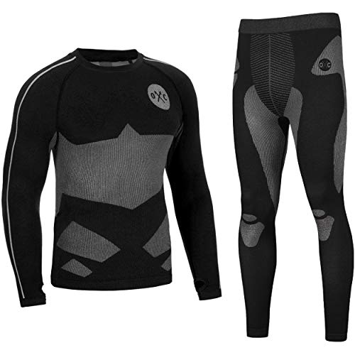 Occulto Ropa Interior TÉRMICA PANTALÓN & Camiseta Termico por Motocicleta ESQUÍ & Deportes Respirable & Secado rápido L Negro