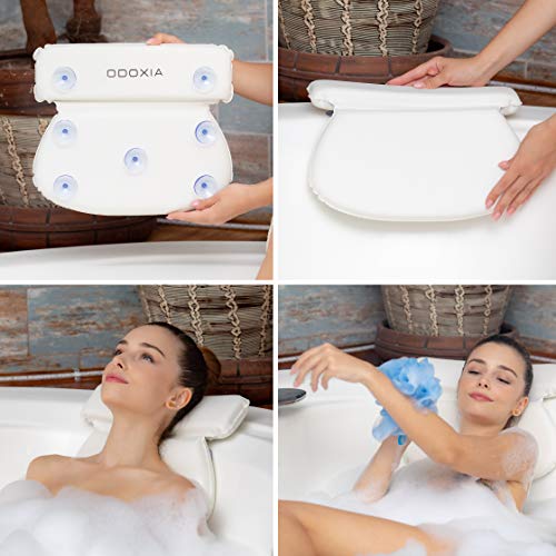 ODOXIA Almohada de Baño para Tina| Soporte de Cojín para Cuello, Hombros y Cabeza| con Ventosas Antideslizantes | Almohadas Impermeables para Jacuzzi, Bañera y SPA