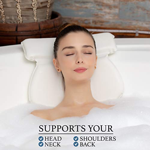 ODOXIA Almohada de Baño para Tina| Soporte de Cojín para Cuello, Hombros y Cabeza| con Ventosas Antideslizantes | Almohadas Impermeables para Jacuzzi, Bañera y SPA