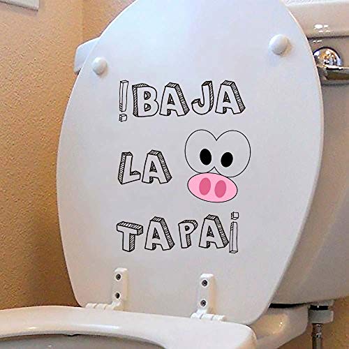 Oedim Vinilo Decorativo para WC Frase Divertida 28 x 31 cm | Adhesivo de Fácil Colocación | Pegatina para Inodoro Económica y Resistente | Sticker