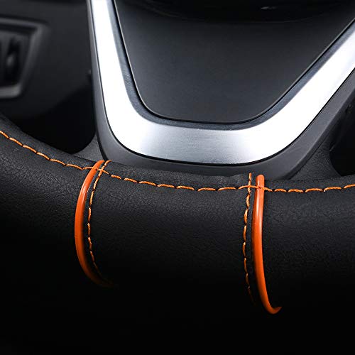 OFZVEO Cubierta del Volante Fundas para Volante de Cuero Universal 37-38cm / 15" Antideslizante Transpirable Durable (Naranja)