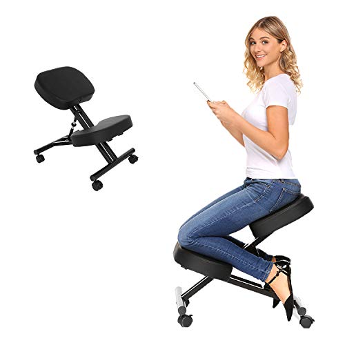 Oliote Silla ergonómica de Rodilla, correctora de Postura, Silla de Rodillas en ángulo, Taburete Ajustable con cojín de Espuma Moldeada y Ruedas para el hogar y la Oficina