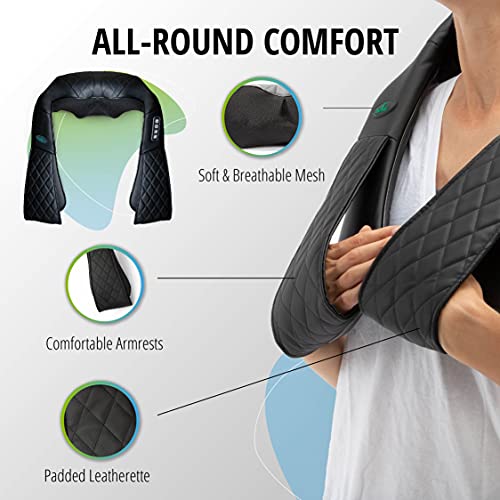 Oliver James Masajeador Cervical y Espalda Shiatsu con Calor - Ayuda a Aliviar la Tensión Muscular de Espalda, Cuello y Hombros - Con Bolsa de viaje y Adaptador para Coche