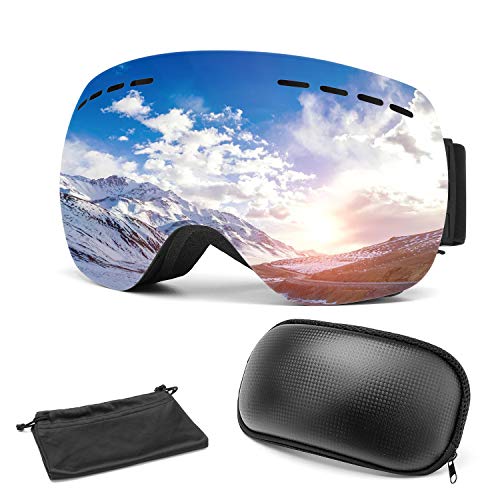 Omasi Gafas de esquí, Máscara Gafas Esqui Snowboard para Hombre Mujer Adultos Anti Niebla Gafas de Esquiar OTG Protección UV Lente Intercambiable