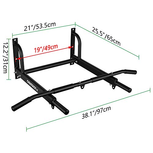 ONETWOFIT Barra para Dominadas, Barra de Pared con diseño de 6 Agujeros más Estable para Uso en Interiores y Exteriores, Peso máximo: 200 kg