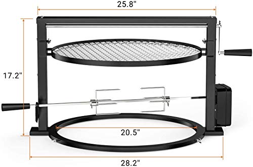 Onlyfire Santa Maria Style Grill Sistema de asador Accesorio de Rejilla de cocción Ajustable para Weber 55cm Hervidor de Agua Parrillas Patio Trasero