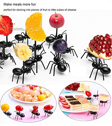 OOTSR Postre de Fruta palillo de Dientes Forks para el hogar Decoración del Partido Las Hormigas de plástico Animales Aperitivo Forks 24 Piezas Negro de Cocina Tenedores de Partido de la Barra