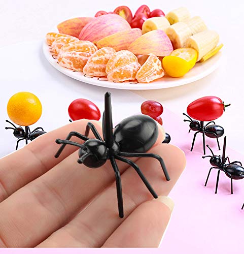 OOTSR Postre de Fruta palillo de Dientes Forks para el hogar Decoración del Partido Las Hormigas de plástico Animales Aperitivo Forks 24 Piezas Negro de Cocina Tenedores de Partido de la Barra