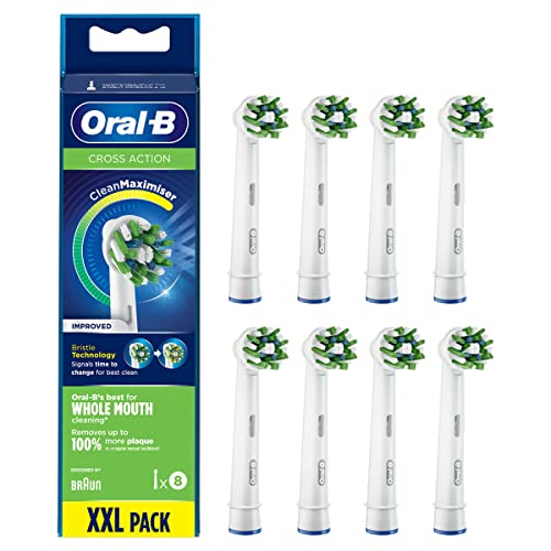 Oral-B CrossAction Cabezales de Recambio, Pack de 8 Recambios Originales para Cepillos de Dientes Eléctricos