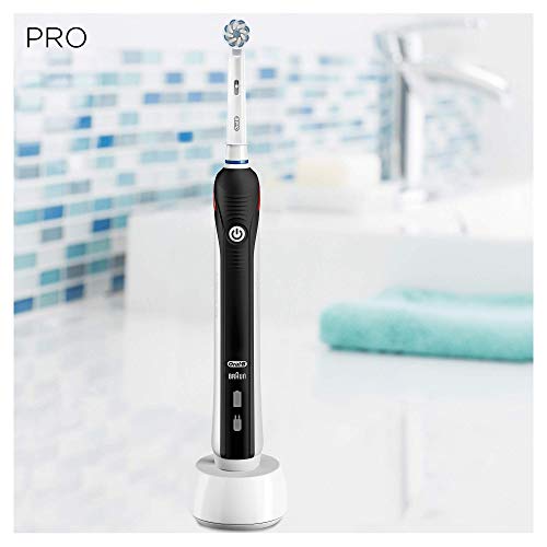 Oral-B PRO 2 CrossAction Cepillo de Dientes Eléctrico con Mango Recargable, Tecnología Braun y 1 Cabezal de Recambio, Temporizador y Control de Presión, 2000N - Negro