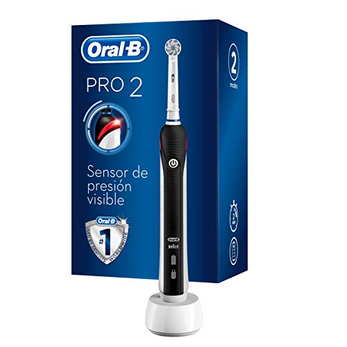 Oral-B PRO 2 CrossAction Cepillo de Dientes Eléctrico con Mango Recargable, Tecnología Braun y 1 Cabezal de Recambio, Temporizador y Control de Presión, 2000N - Negro