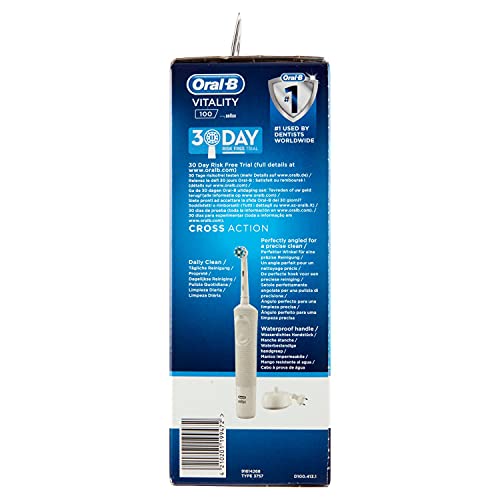 Oral-B Vitality 100 Cepillo de Dientes Eléctrico con Mango Recargable, Tecnología Braun y 1 Cabezal de Recambio - Blanco