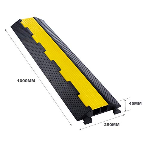 Orion Motor Tech 3 Pasacables de Suelo con 2 Canales para Protección de Cables Eléctricos Canaleta para Cables de Suelo 100x25CM Protector de Cables para Suelo Capacidad 5T (3X2Canal)