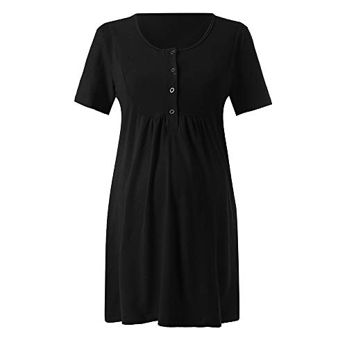 ORQ Camisón de lactancia maternidad de enfermería para el hospital, ropa de dormir con cuello en V, botones de manga corta, longitud hasta la rodilla, camisón midi