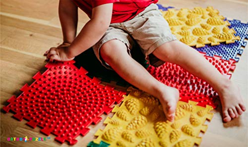 Ortho Alfombra Infantil Ortopédica para Niños con Piezas Cuadradas Interconectables – Suelo Gimnasio para Masaje de Pies Planos – Alfombra Puzzle No Tóxica de Grado Médico para Bebés y Niños