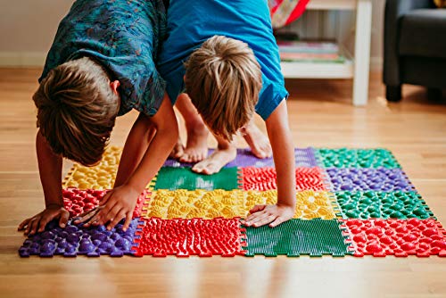 Ortho Alfombra Infantil Ortopédica para Niños con Piezas Cuadradas Interconectables – Suelo Gimnasio para Masaje de Pies Planos – Alfombra Puzzle No Tóxica de Grado Médico para Bebés y Niños