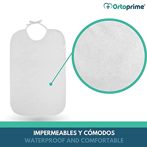 OrtoPrime BABERO Adulto Impermeable RIZO + PVC Baberos para Adultos Impermeables y Reutilizables - Materiales de Calidad - Baberos para Personas Mayores 1 UNIDAD