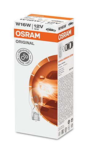 Osram 921 Luz de enchufe de pellizco de vidrio 921 del tipo W16W, 921, 12V, 10 lámparas