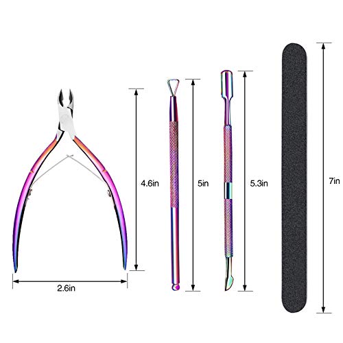 OurTop Pinza de Cutículas con Levantador de Cutícula Removedor, 5PCS Corta Cuticulas Alicate Para Cutículas y Herramienta de Cortador de Cutículas para Las Uñas de Dedos de Manos y Pies