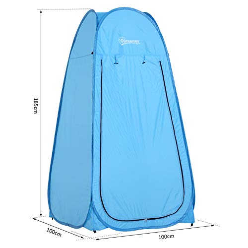 Outsunny Tienda de Campaña Instantánea Tipo Carpa Ducha Cambiador WC Impermeable para Camping 100x100x185 cm Azul