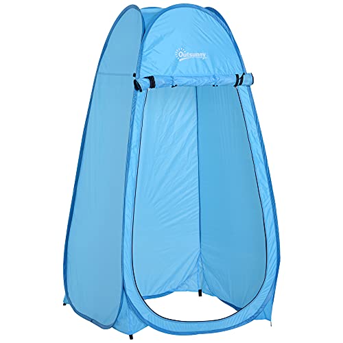 Outsunny Tienda de Campaña Instantánea Tipo Carpa Ducha Cambiador WC Impermeable para Camping 100x100x185 cm Azul