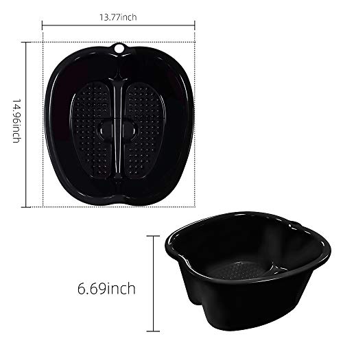 Ownest Spa de baño de pies, spa de agua y masaje de pies, lavabo de plástico resistente para remojar pies, uñas de dedos y tobillos, pedicura, bañera de pie portátil, color negro