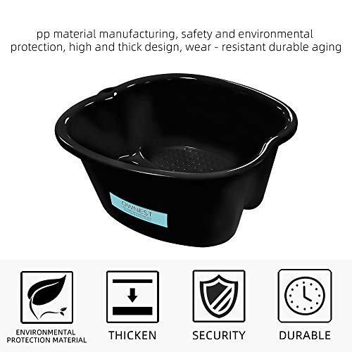 Ownest Spa de baño de pies, spa de agua y masaje de pies, lavabo de plástico resistente para remojar pies, uñas de dedos y tobillos, pedicura, bañera de pie portátil, color negro