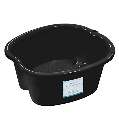 Ownest Spa de baño de pies, spa de agua y masaje de pies, lavabo de plástico resistente para remojar pies, uñas de dedos y tobillos, pedicura, bañera de pie portátil, color negro