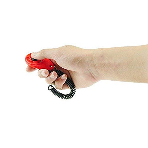 OYEFLY Clicker para Adiestramiento Perro, 2 Piezas, Multicolor para la Muñeca para Perro Gato Caballo Training Clicker de adiestramiento para Perros Clicker con Correa (Rojo y Azul)