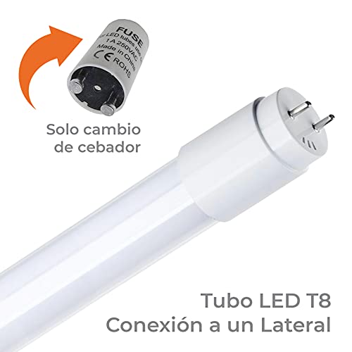 Pack 2x Tubo LED 60 cm, 9w. Color Blanco Frio (6500K). Cebador LED incluido. T8 Standard. 900 Lumenes.