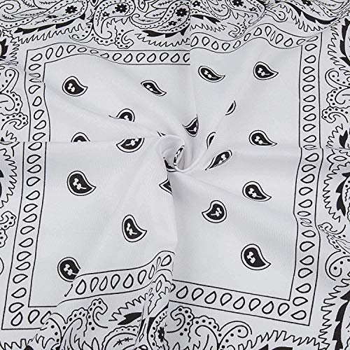 Pack 3 Pañuelos Bandanas de Paisley de Algodón para Cuello Pulsera Cabeza Unisex (negro+blanco+rojo, Talla única)