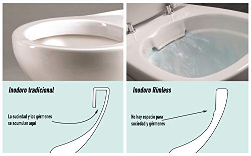 Pack WC de Inodoro compacto adosado a la pared con salida dual y sistema rimless Roma