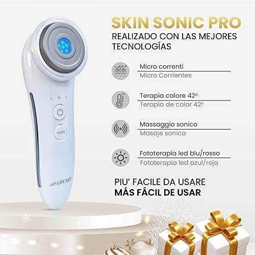 PADUSO Masajeador Facial Electrico Reafirmante Radiofrecuencia Galvanica Facial Antiarrugas Antimanchas Acne Belleza Facial Aparatos Ultrasonido Para Flacidez Cara Limpieza Facial