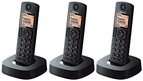 Panasonic KX-TGC313 - Teléfono Fijo Inalámbrico Trio (LCD, Identificador de Llamadas, 16 H Uso Continuo, Localizador, Agenda de 50 números, Bloqueo Llamada, Modo ECO, Reducción Ruido) Negro