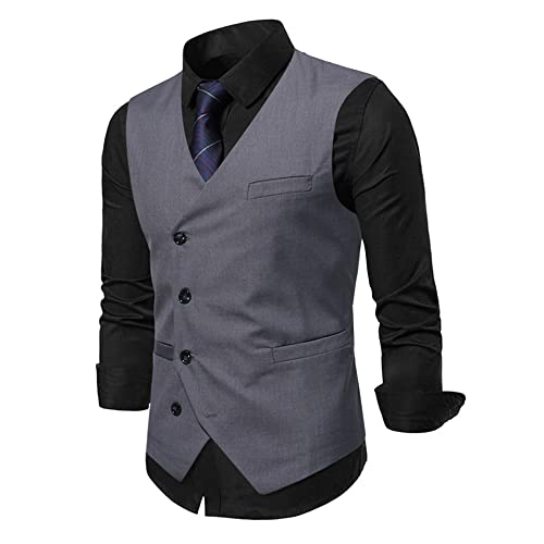 PANBOB Chaleco Hombre Slim Fit Cuello V Clásico Chaleco Celosía Hombres Trabajo Negocios Casual Waistcoat Hombres Anfitrión Banquete Bodas Cómodo Suave Chaleco Hombres