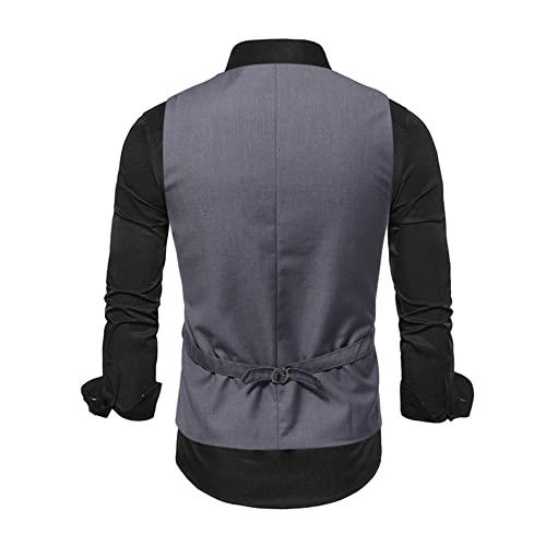 PANBOB Chaleco Hombre Slim Fit Cuello V Clásico Chaleco Celosía Hombres Trabajo Negocios Casual Waistcoat Hombres Anfitrión Banquete Bodas Cómodo Suave Chaleco Hombres