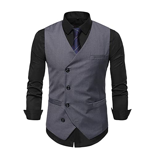 PANBOB Chaleco Hombre Slim Fit Cuello V Clásico Chaleco Celosía Hombres Trabajo Negocios Casual Waistcoat Hombres Anfitrión Banquete Bodas Cómodo Suave Chaleco Hombres