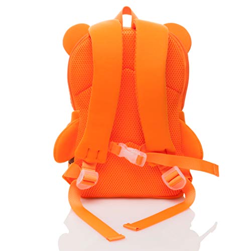 Pandana® Mochila infantil con correa pectoral para niños y niñas en el jardín de infancia o kita de neopreno aislante transpirable con sistema antipérdida., Tommy (Naranja) - PAN18004