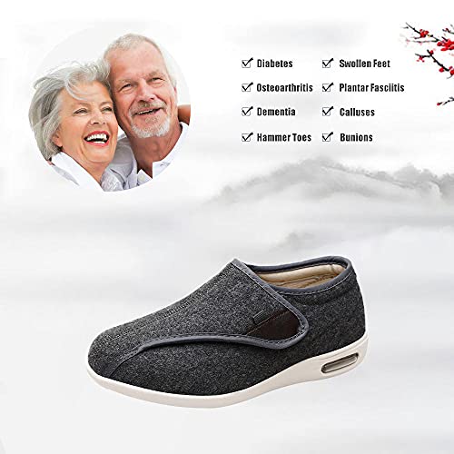 Pantuflas diabéticas para hombres y mujeres,Fascitis plantar y alivio del dolor de pies Soporte de arco Zapatillas ortopédicas de cuero para hombres,grey▁38