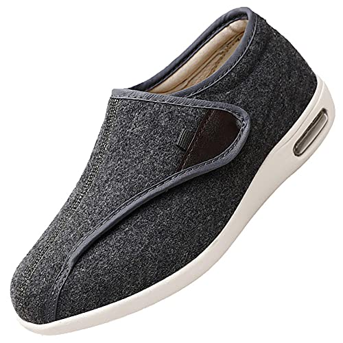 Pantuflas diabéticas para hombres y mujeres,Fascitis plantar y alivio del dolor de pies Soporte de arco Zapatillas ortopédicas de cuero para hombres,grey▁38