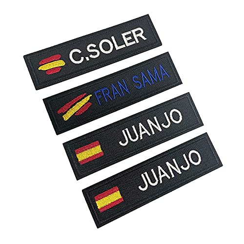 Parches personalizados con nombre militar, 2 piezas Parche táctico bordado personalizado de la bandera española con gancho y bucle, para mochilas Camisa de trabajo uniforme