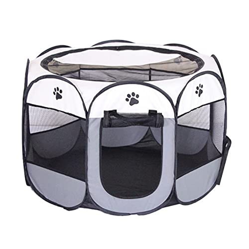 Parque para Mascotas Gris, Carpa para Mascotas Plegable portátil Casa para Perros Valla para Perros Duradera Gatos Jaula Grande para Perros al Aire Libre Parque,M