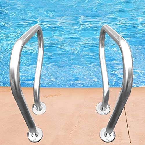 pasamanos de acero inoxidable para piscinas, agarraderas de seguridad para barandillas de rampas de escaleras de entrada a la piscina, pasamanos de fácil montaje con placa base para piscinas enterra