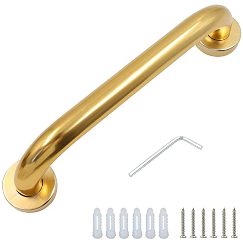 Pasamanos Escaleras baño Asa puerta - Manija de Aluminio Multiusos, Reposabrazos Tubulares para baño, Escaleras, pared, Puerta de Dranero, Puertas Corredera etc. Longitud:30cm, Oro 1 pieza