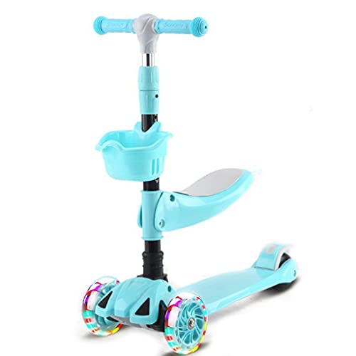 Patinete para Niños Scooters For Kids 3 Wheel Kick Scooter Para Niños Pequeños Niñas, 4 Altura Ajustable, Magro Para Dirigir, Cubierta Extra Ancha, Llantas Iluminadas Para Niños De 3 A 14(Color:verde)